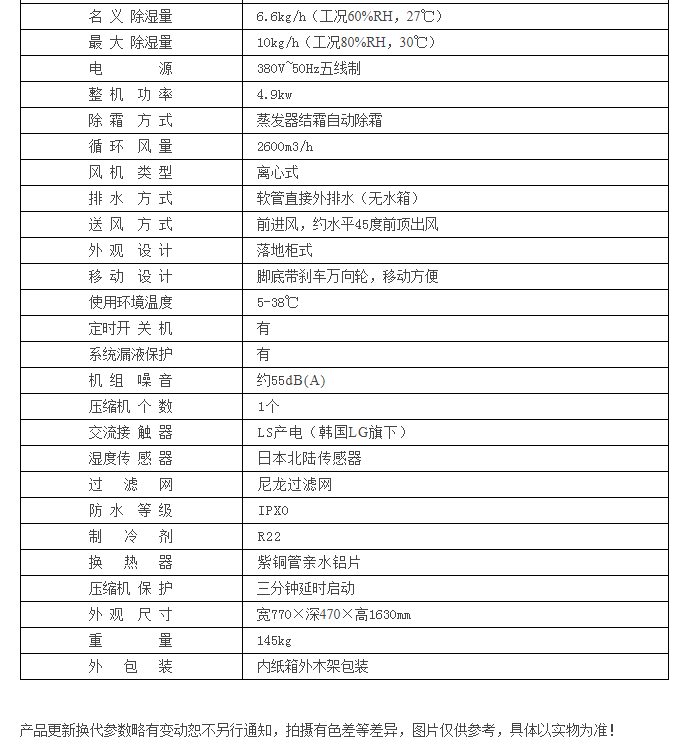 HJ-8240H煙草倉庫回潮除濕機參數表