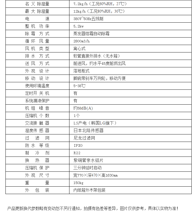 HJ-8288H水果蔬菜保鮮倉庫除濕機參數表